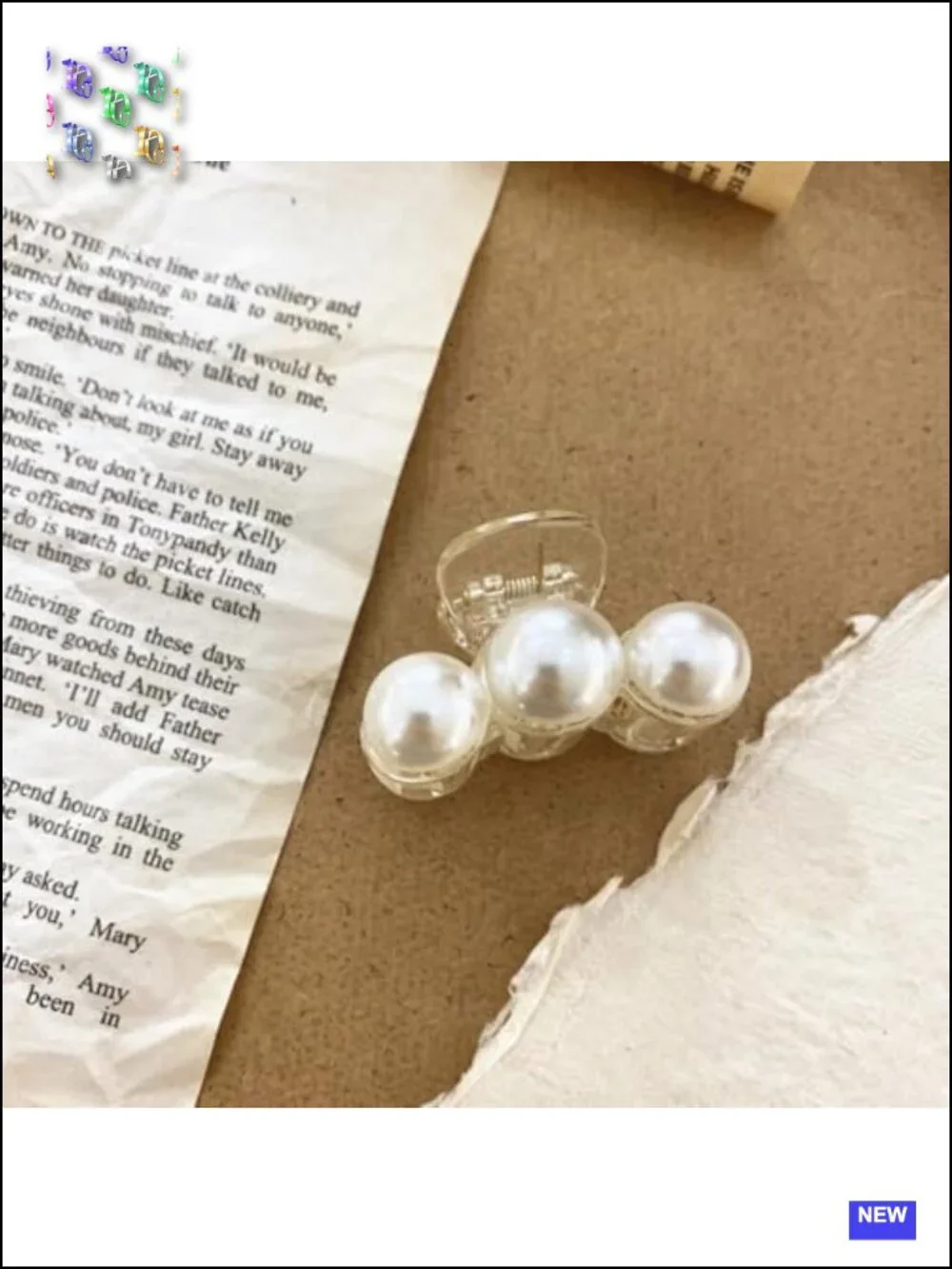 Set of 4 Mini Pearl Hair Claw Clips with Strong Spring Hold